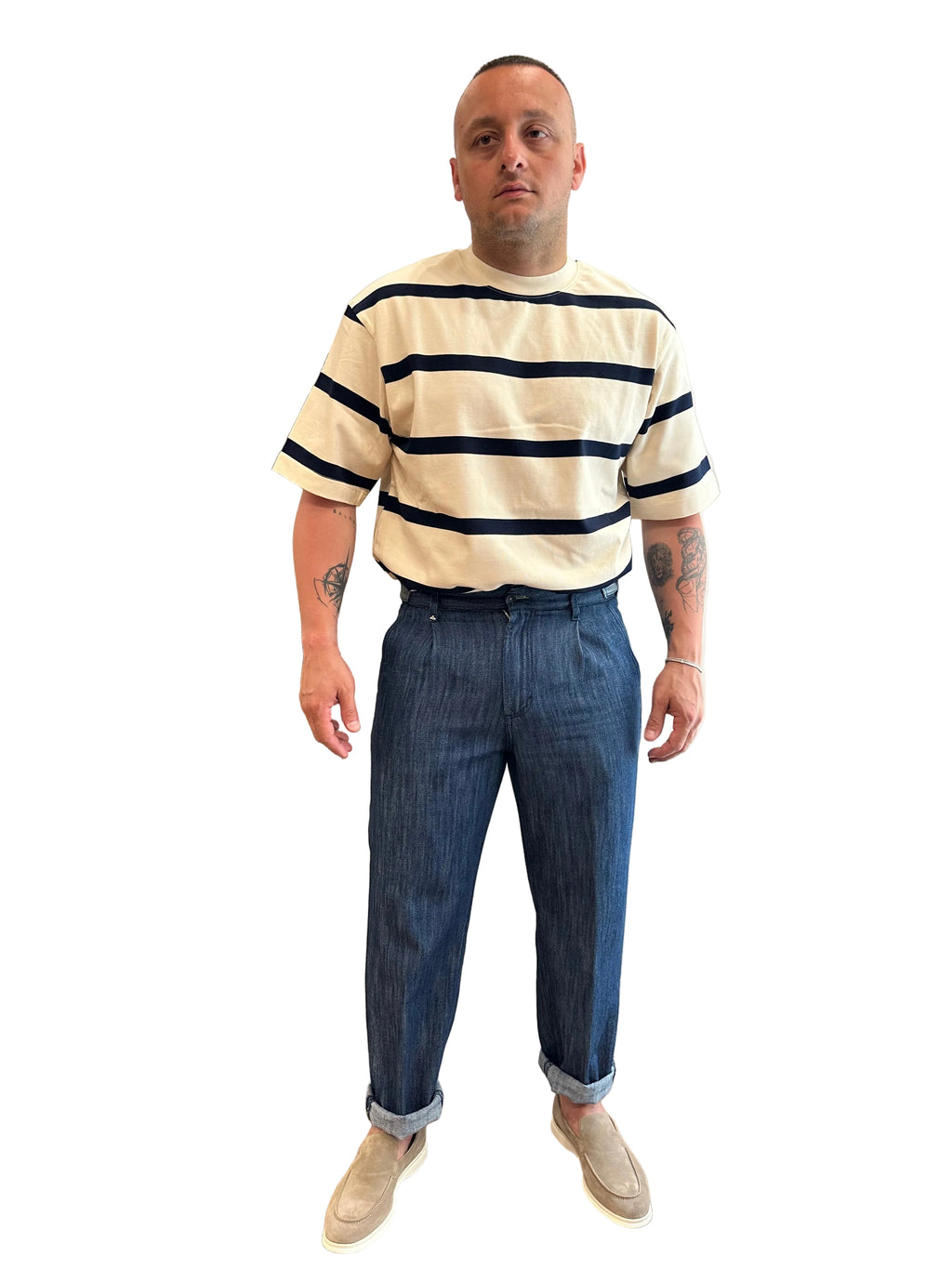 JEANS CROPPED FIT CON DETTAGLI DI LAVAGGI DIVERSI