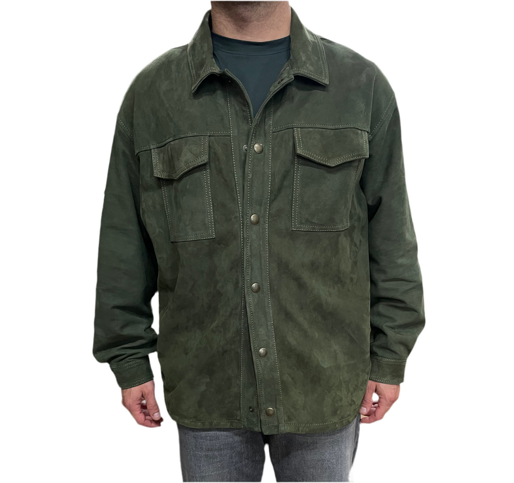 Giacca over in pelle scamosciata