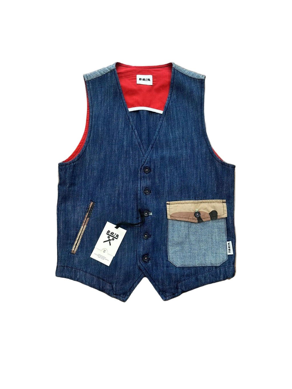 GILET IN JEANS CON INSERTI CAMOU