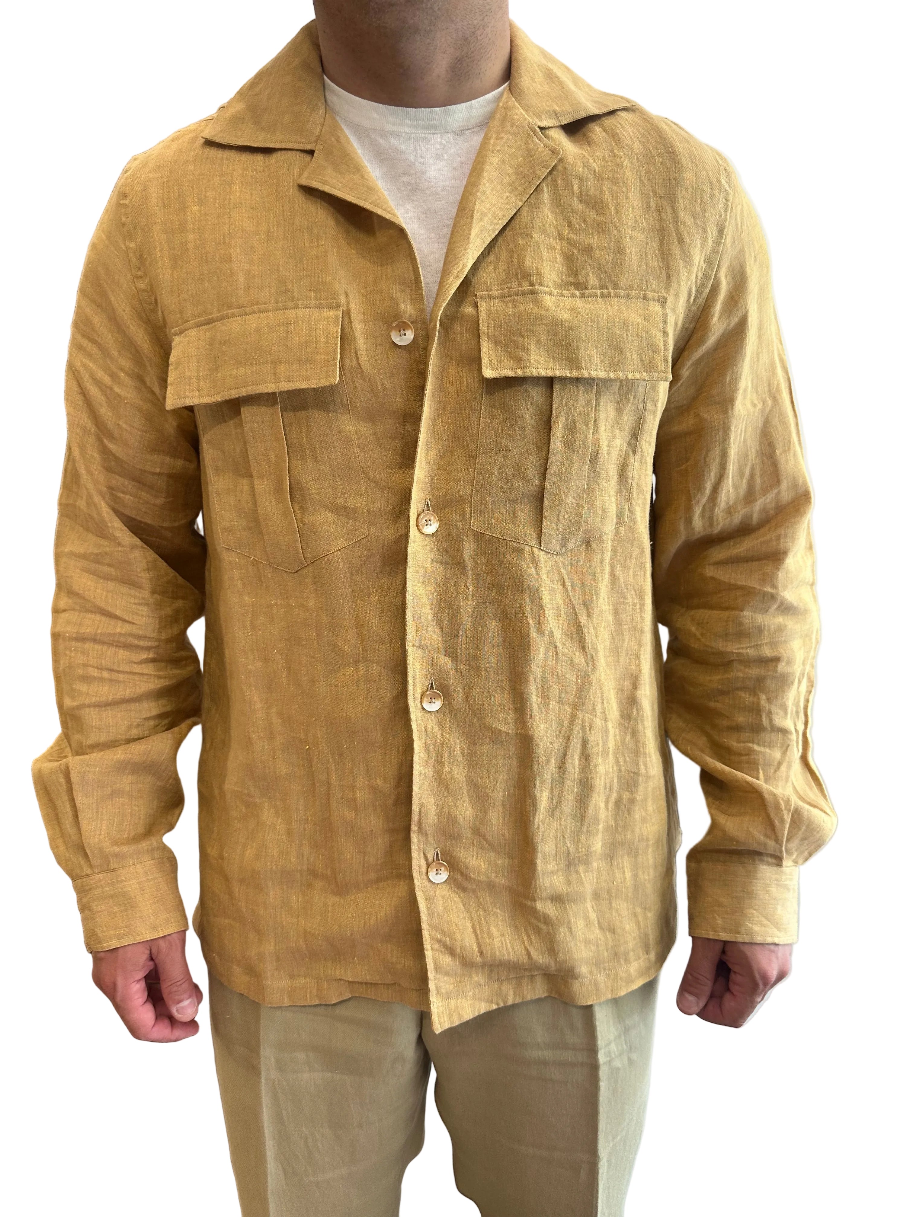 Camicia in lino con tasche