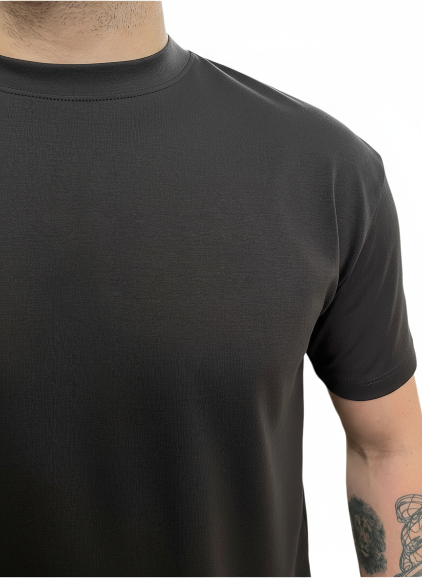 T-SHIRT GIROCOLLO MORO