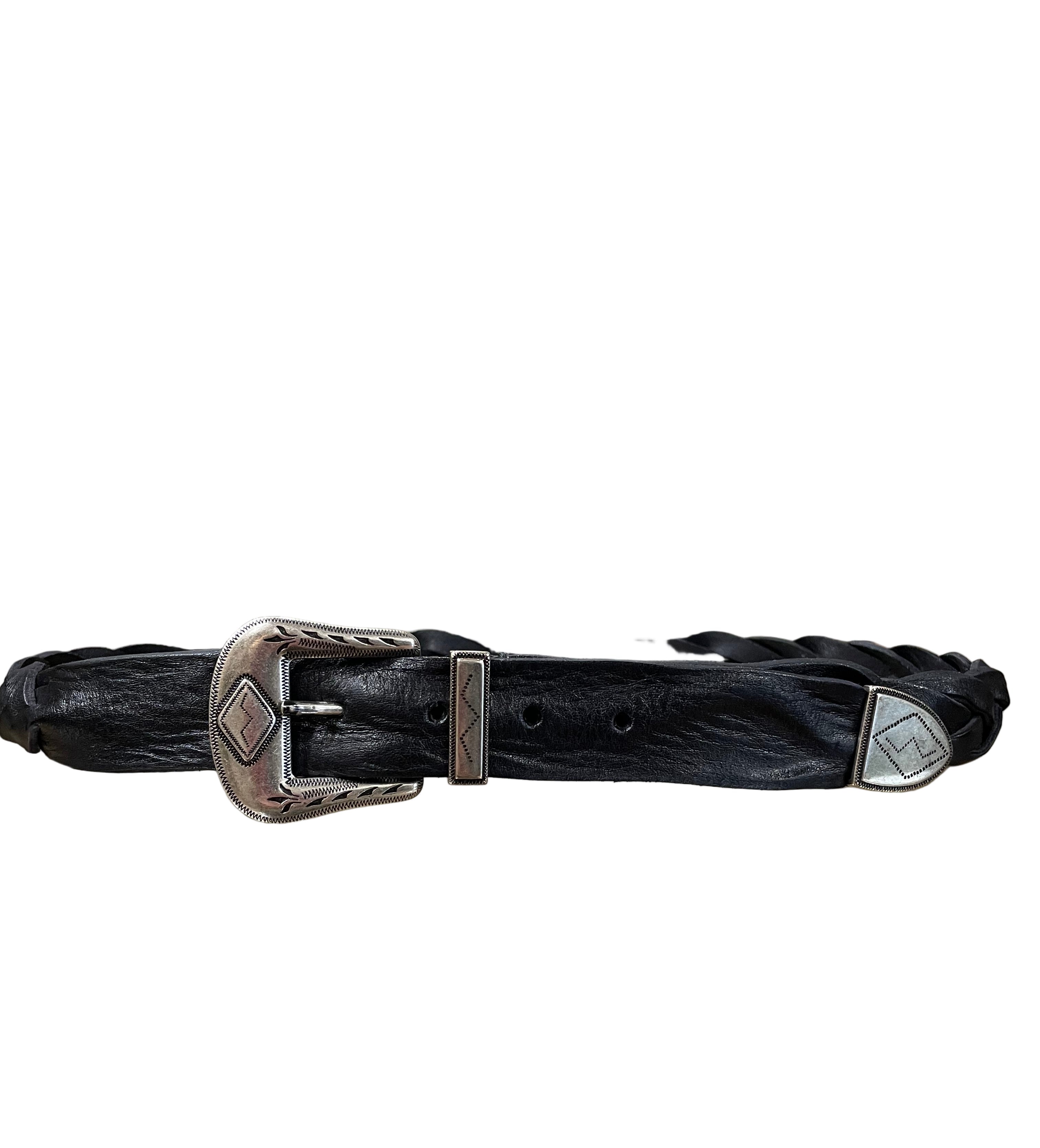 Cintura western intreccio pelle nera