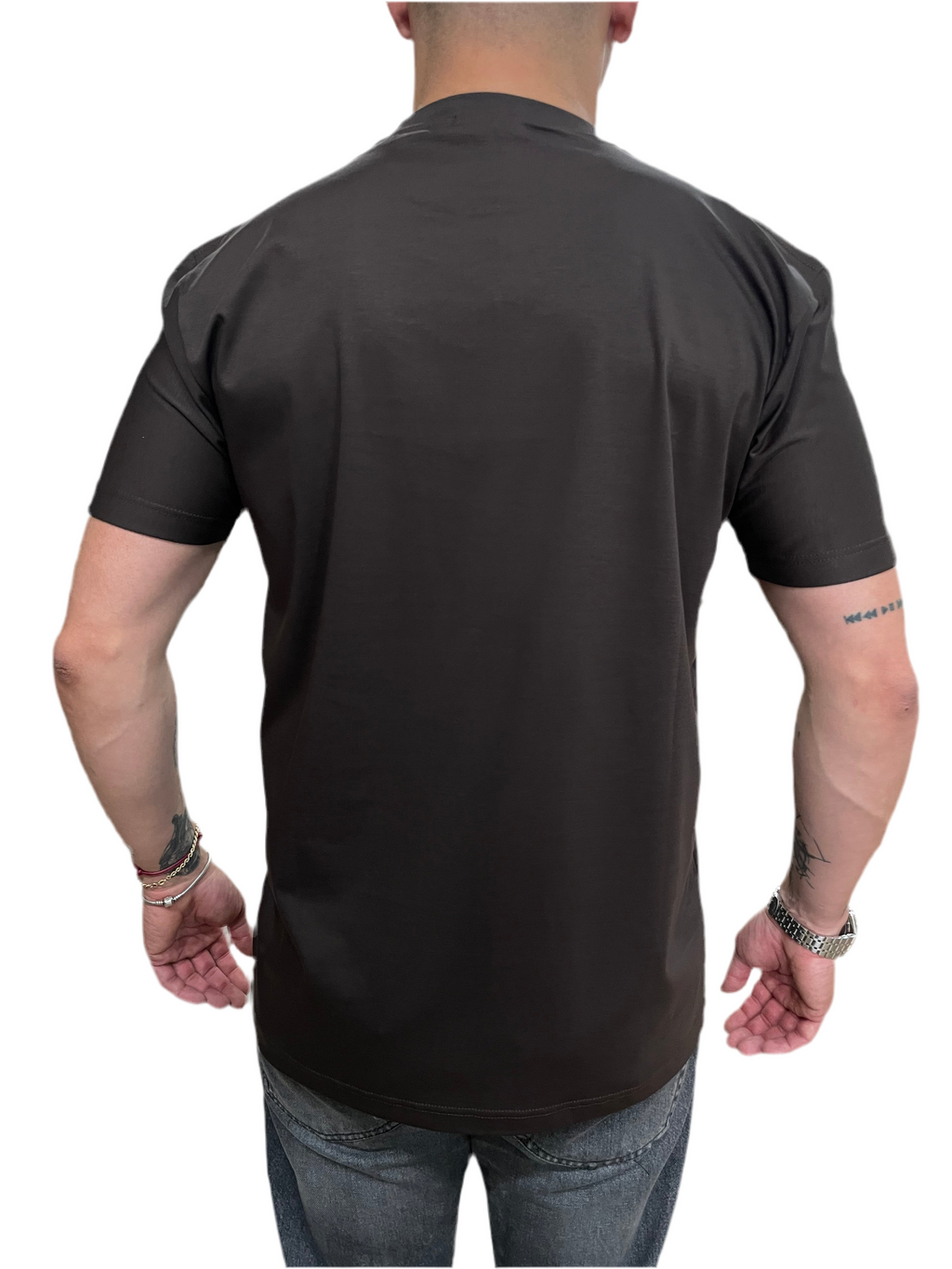 T-SHIRT GIROCOLLO MORO