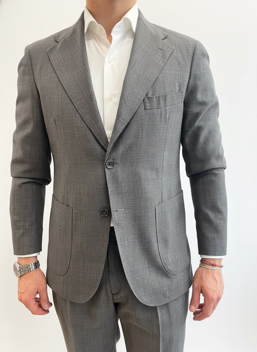 Abito monopetto  lana check