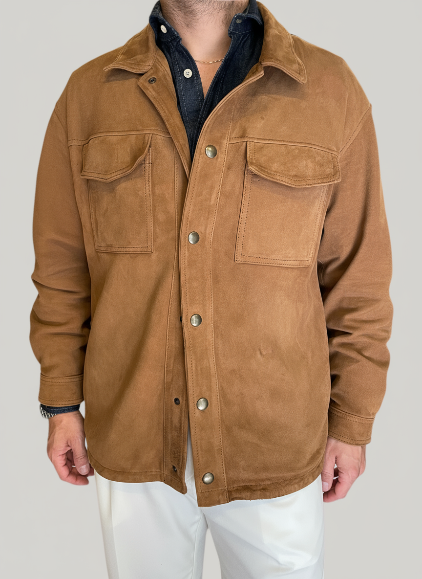 Giacca over in pelle scamosciata