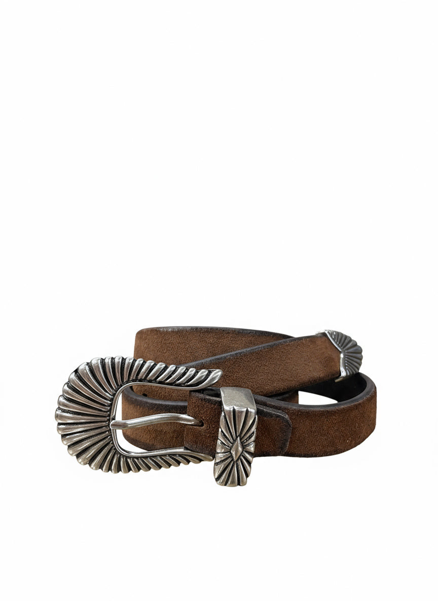 Cintura western marrone scamosciata
