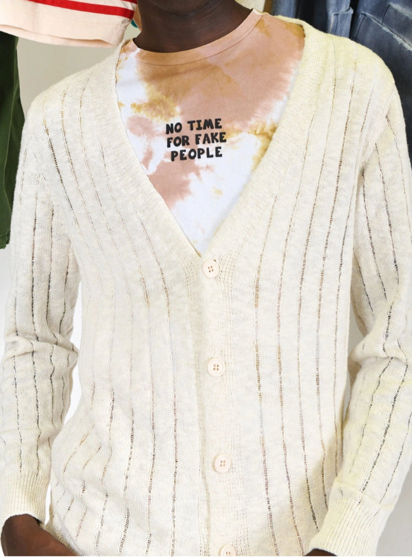 CARDIGAN TRAFORATO A RIGHE