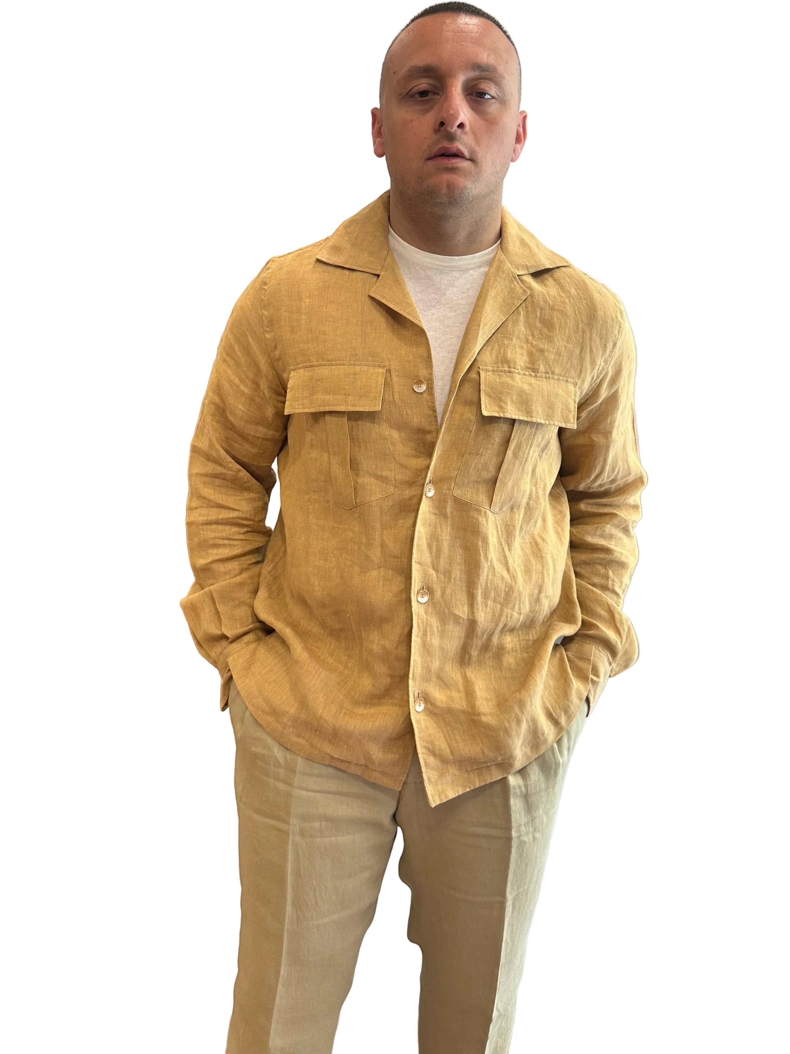Camicia in lino con tasche