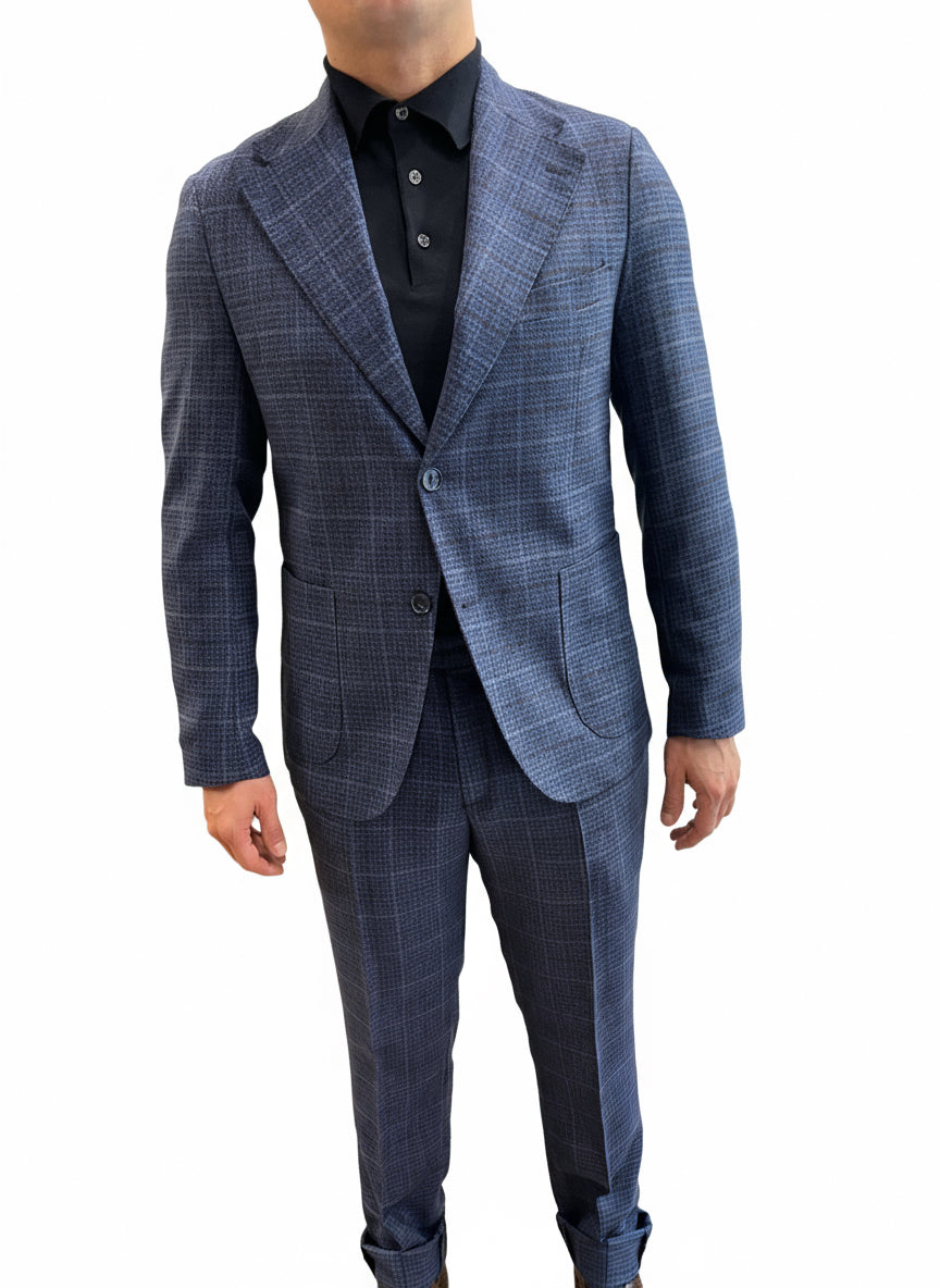 Abito monopetto flanella check navy moro