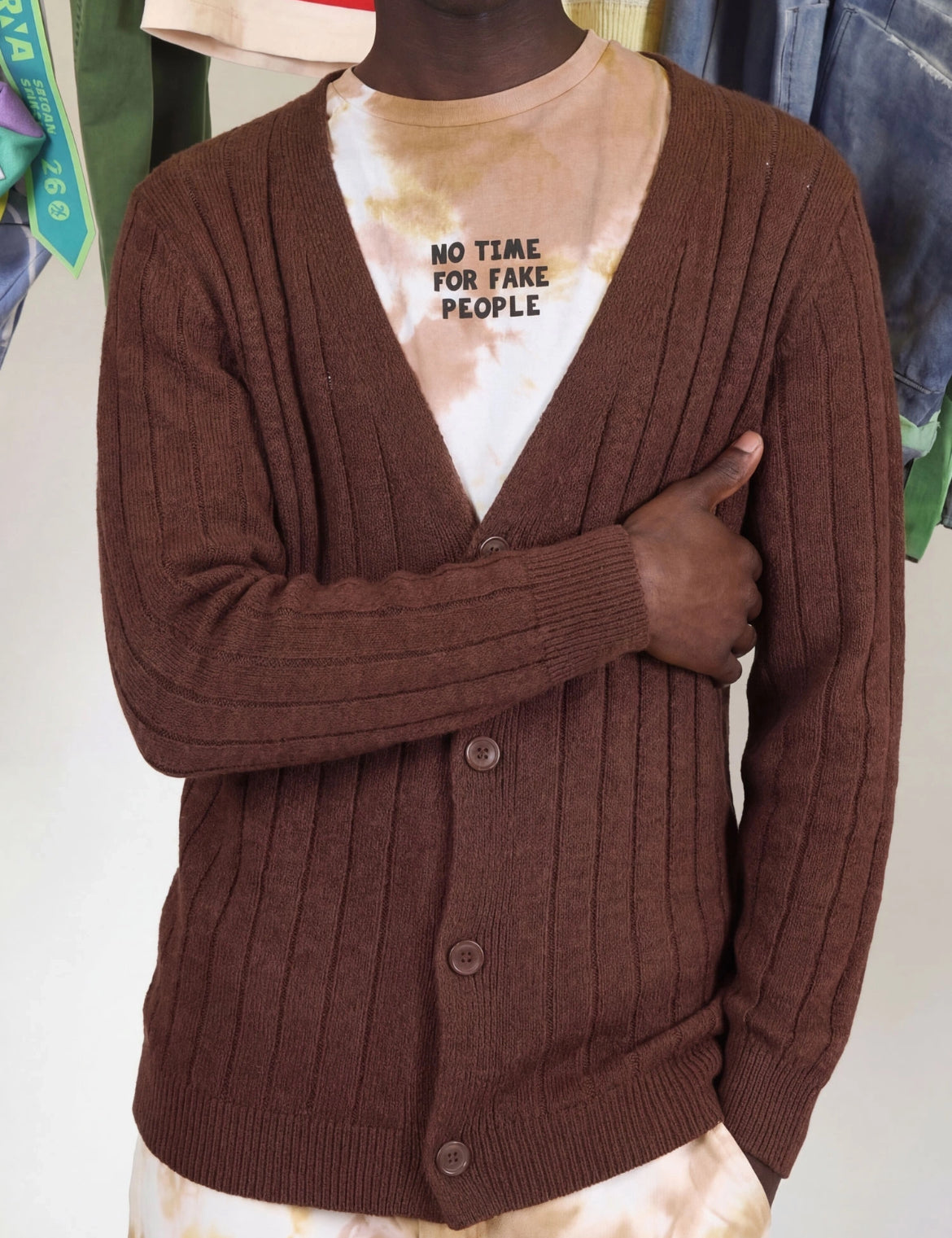 CARDIGAN TRAFORATO A RIGHE