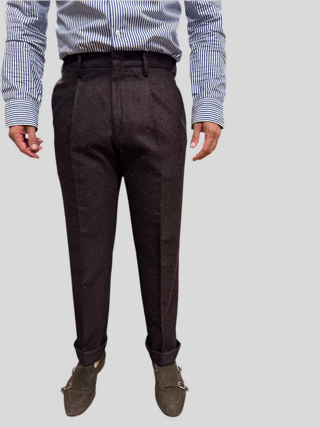 Pantaloni TRENDY Germano con motivo a spina di pesce